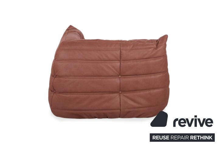 Ligne Roset Togo Sessel Ecke veganes Leder Neubezug Kastanienbraun