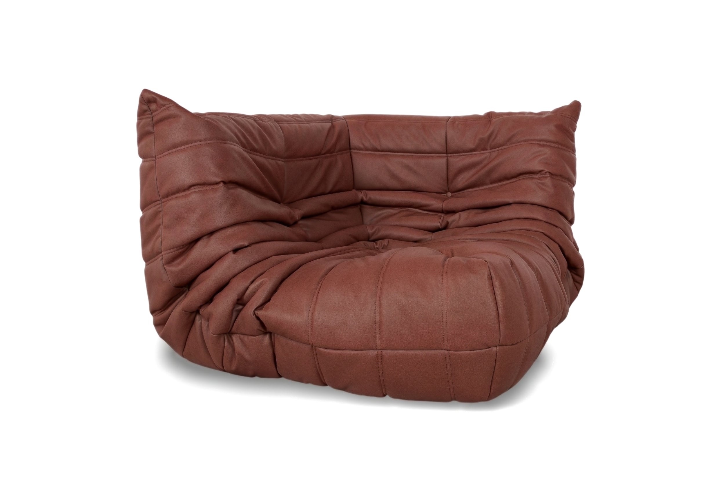 Ligne Roset Togo Sessel Ecke veganes Leder Neubezug Kastanienbraun