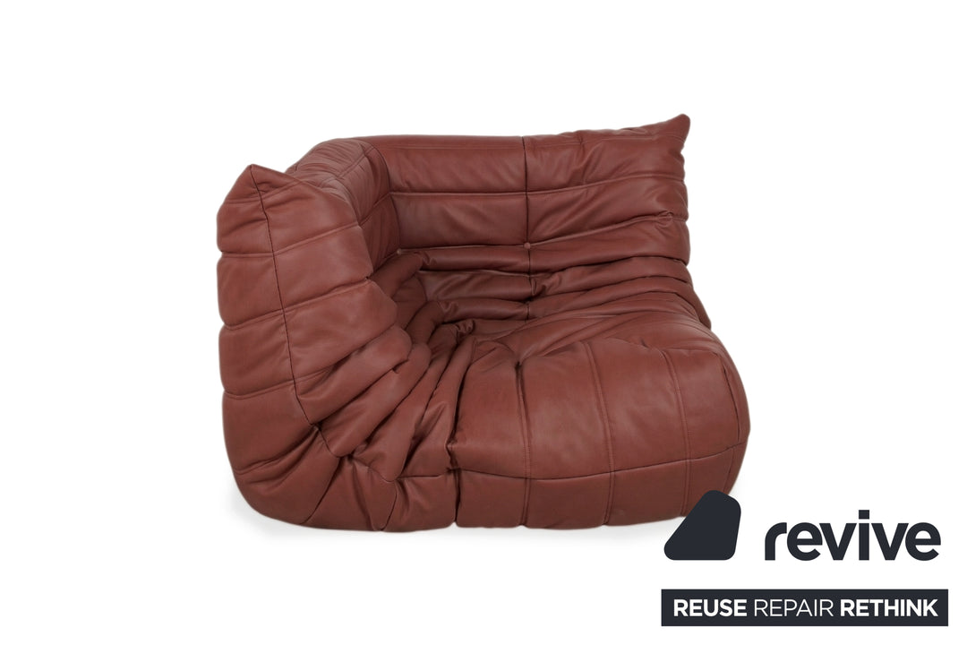 Ligne Roset Togo Sessel Ecke veganes Leder Neubezug Kastanienbraun