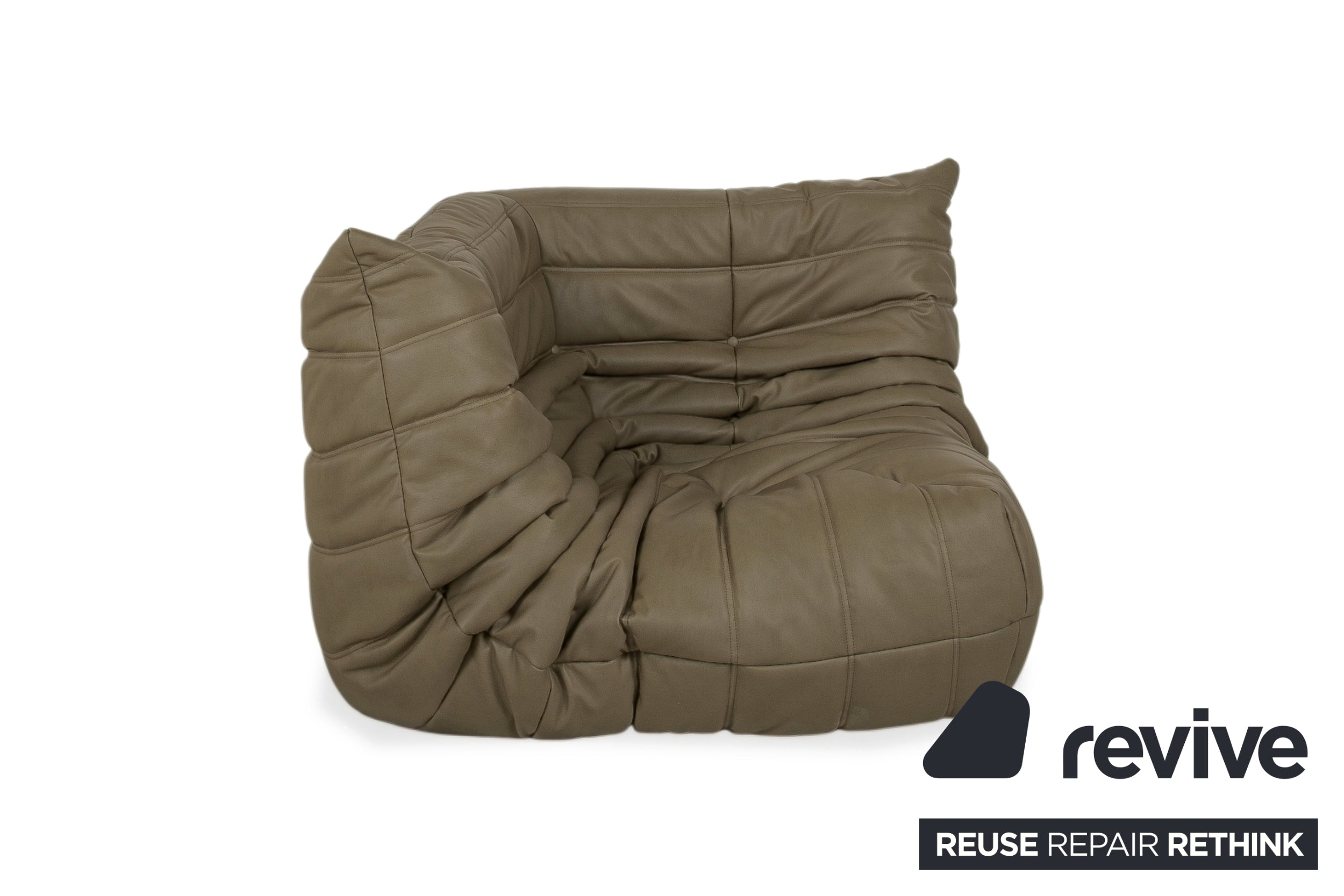 Ligne Roset Togo Sessel Ecke veganes Leder Neubezug Khaki