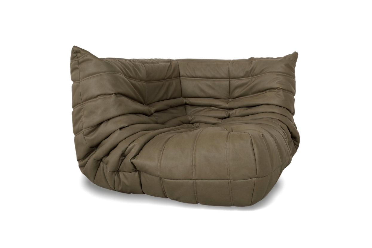Ligne Roset Togo Sessel Ecke veganes Leder Neubezug Khaki