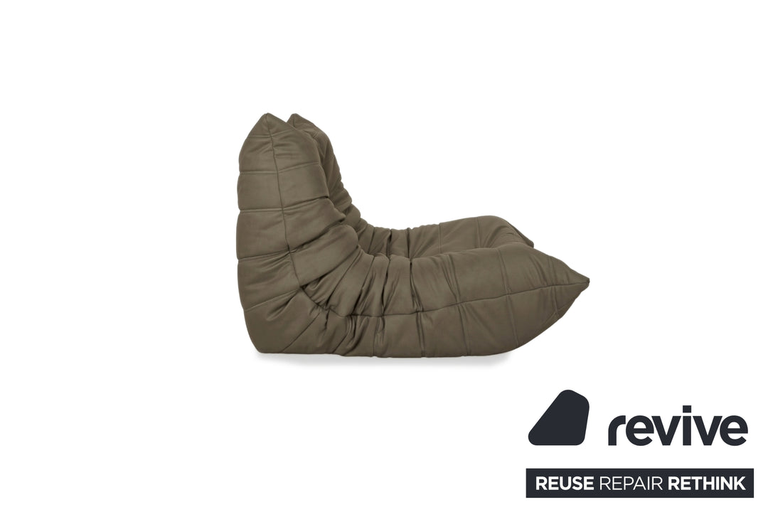ligne roset Togo Sessel Khaki veganes Leder Neubezug