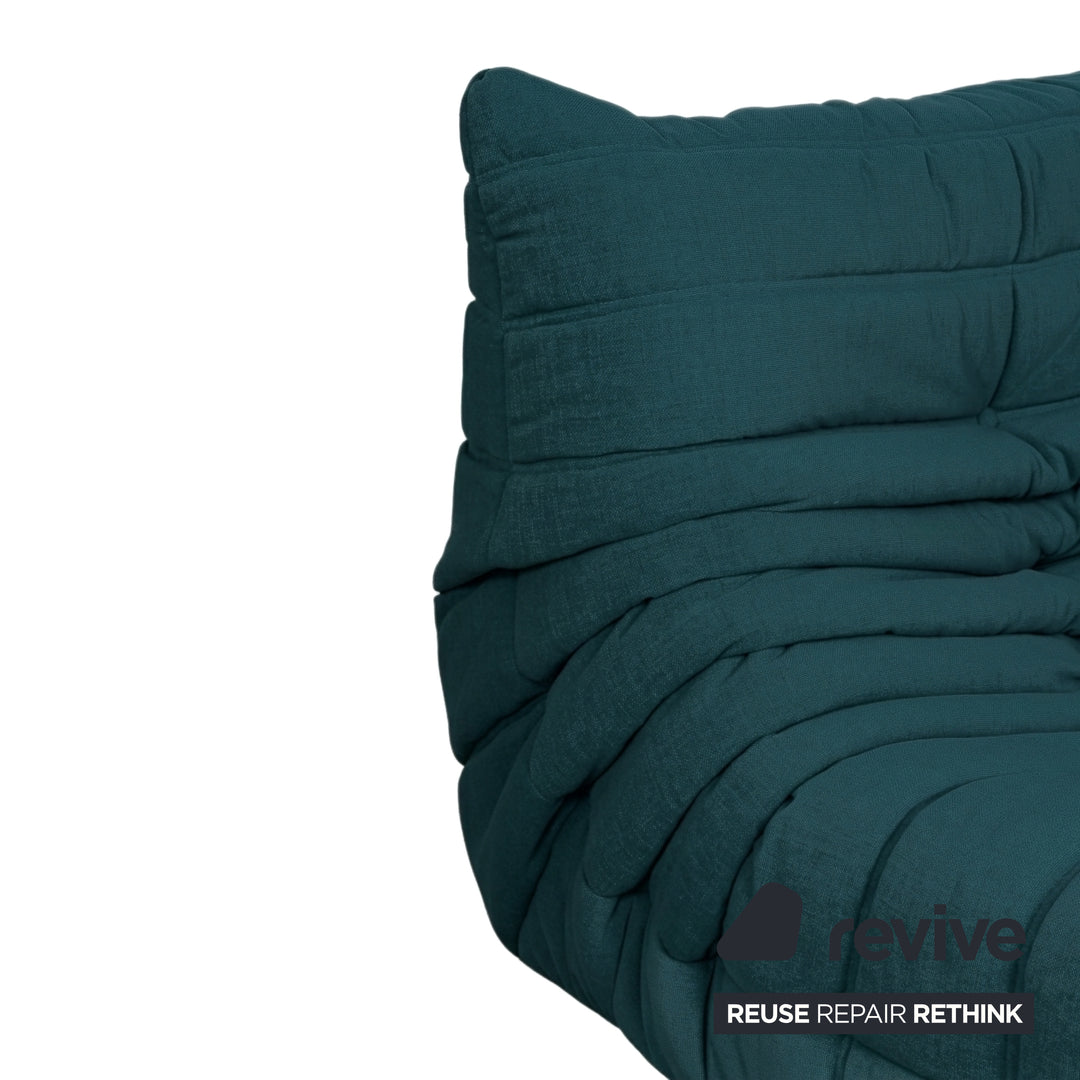 Ligne Roset Togo Armchair Blue Petrol Fabric Reupholstery