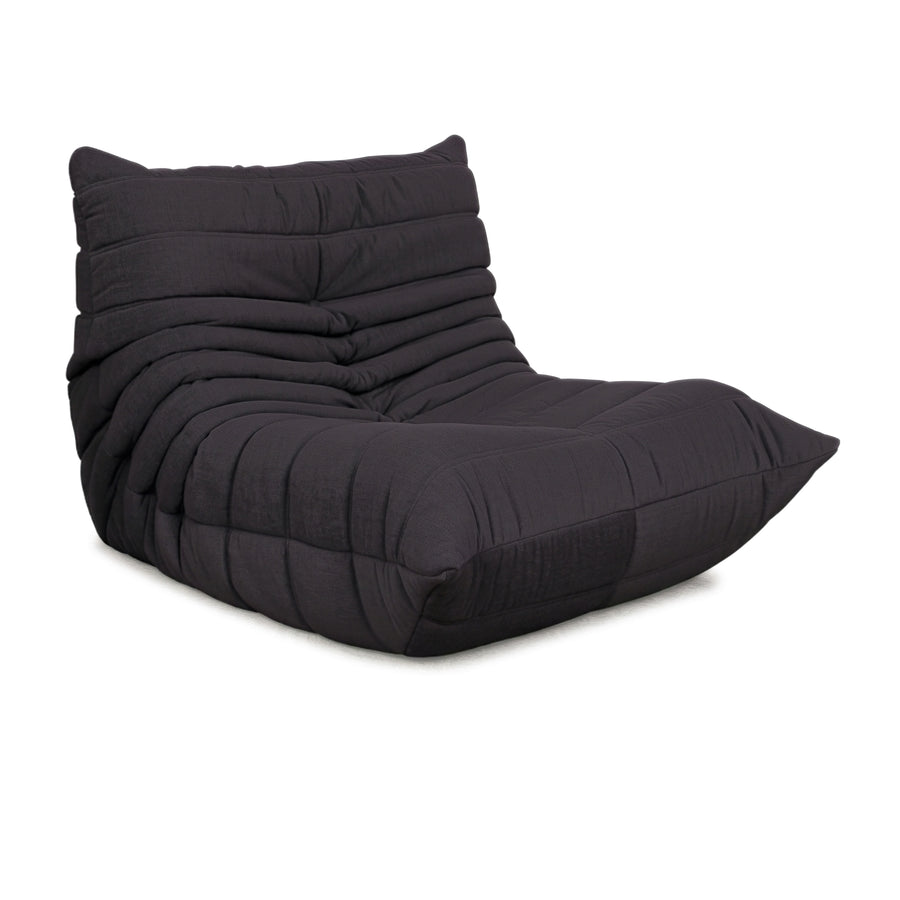 Fauteuil Ligne Roset Togo tissu gris foncé anthracite nouvelle garniture