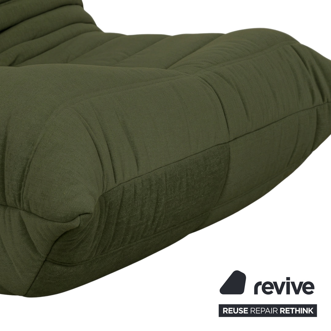 Ligne Roset Togo Armchair Fabric Green Khaki Reupholstered