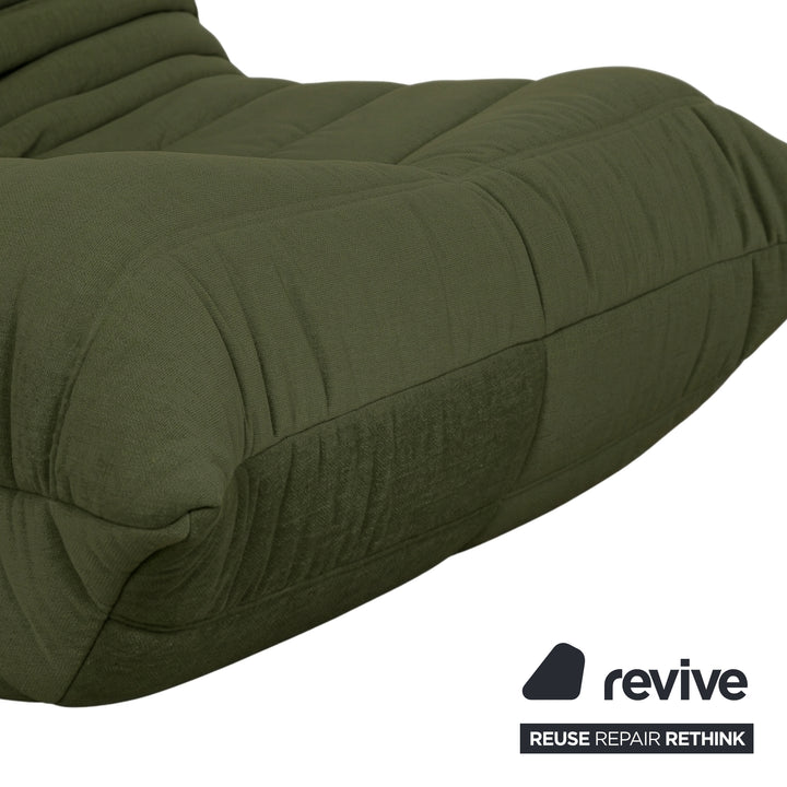 Ligne Roset Togo Armchair Fabric Green Khaki Reupholstered