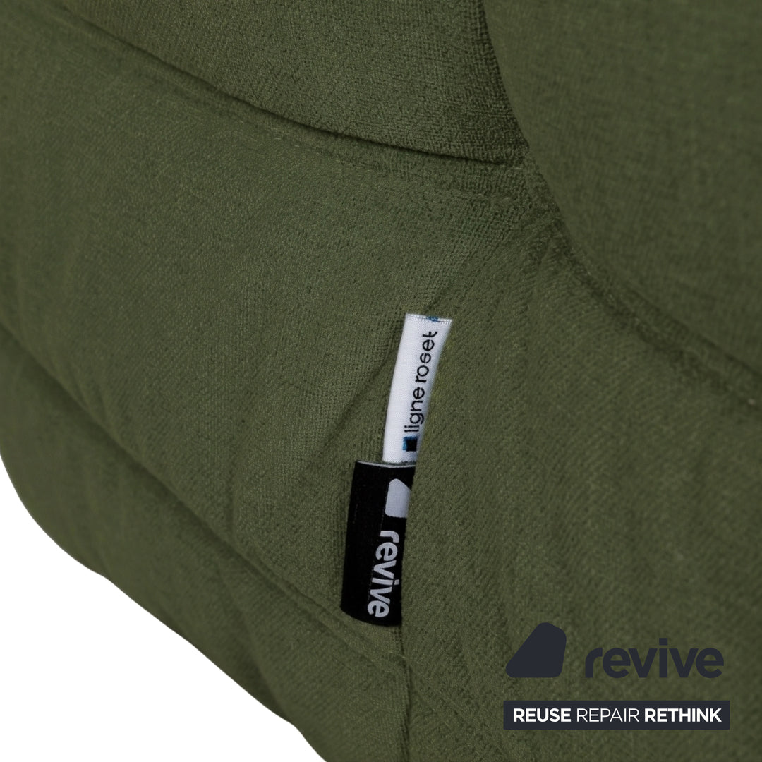 Ligne Roset Togo Armchair Fabric Green Khaki Reupholstered