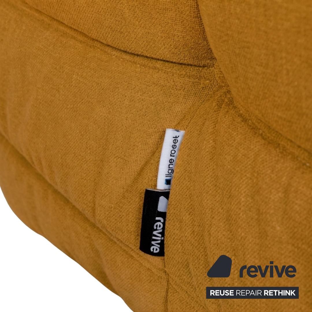 Ligne Roset Togo Armchair Fabric Orange Mustard Yellow New Upholstery
