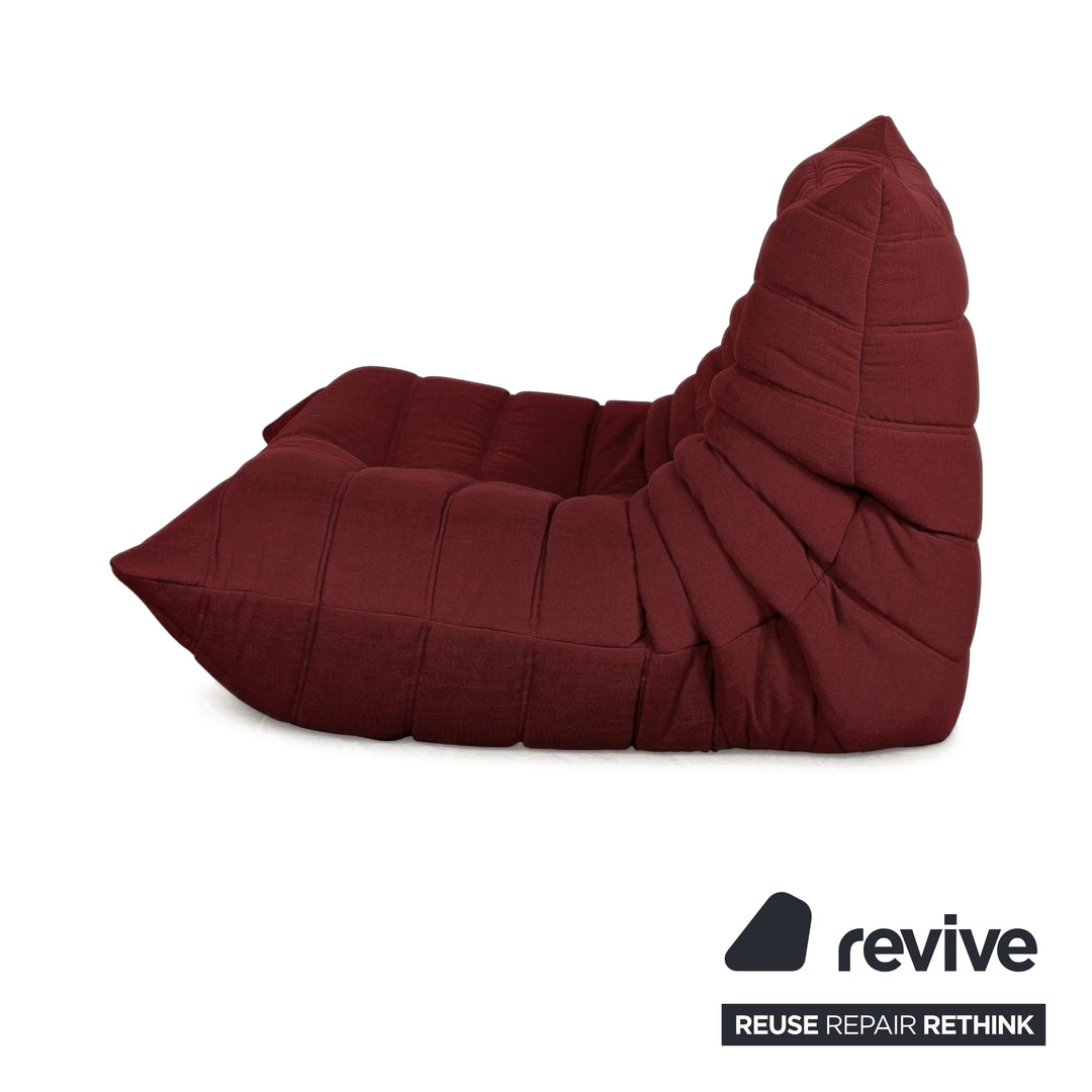 Ligne Roset Togo Armchair Fabric Red Bordeaux Reupholstered