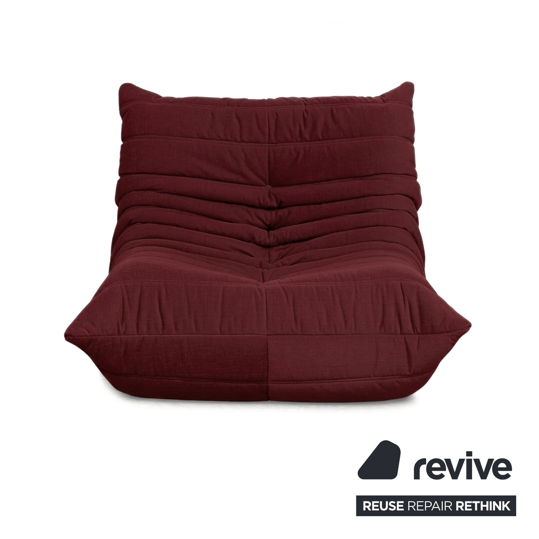 Ligne Roset Togo Armchair Fabric Red Bordeaux Reupholstered