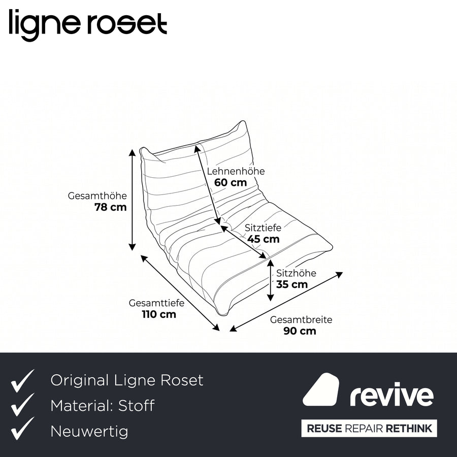 Ligne Roset Fauteuil Togo Tissu Rouge Bordeaux Retapissé