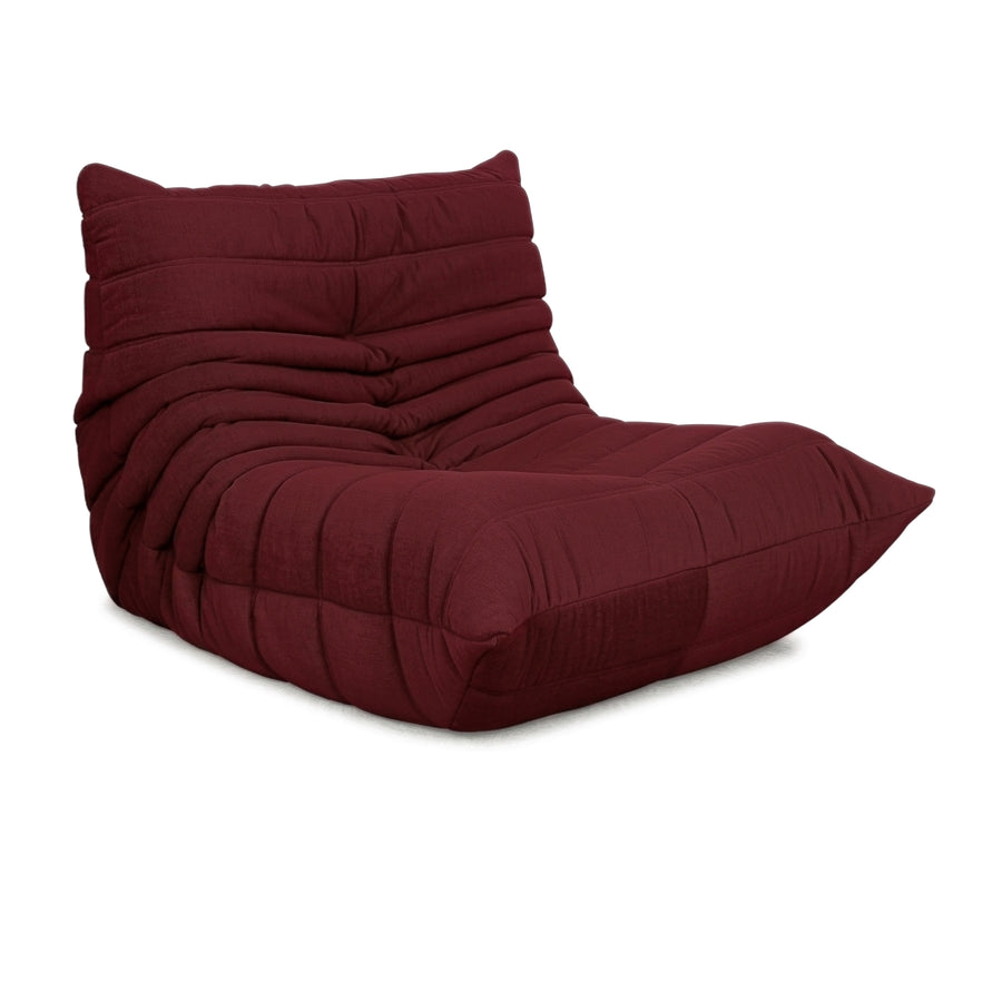 Ligne Roset Fauteuil Togo Tissu Rouge Bordeaux Retapissé