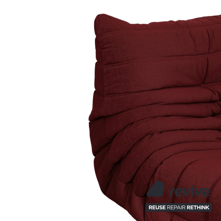 Ligne Roset Togo Armchair Fabric Red Bordeaux Reupholstered