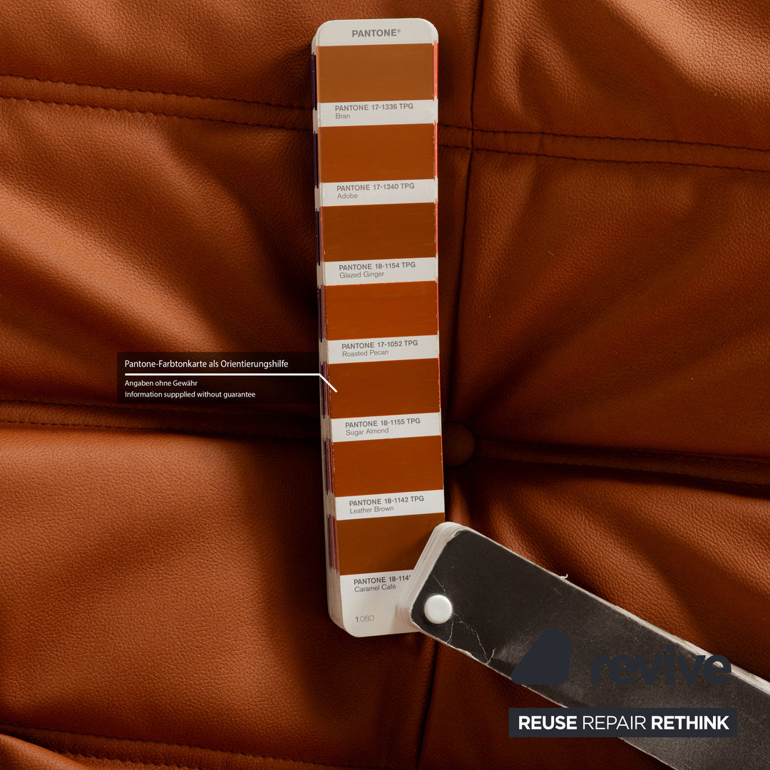 Ligne Roset Togo Sessel Textilleder Vegan Braun Cognac Neubezug