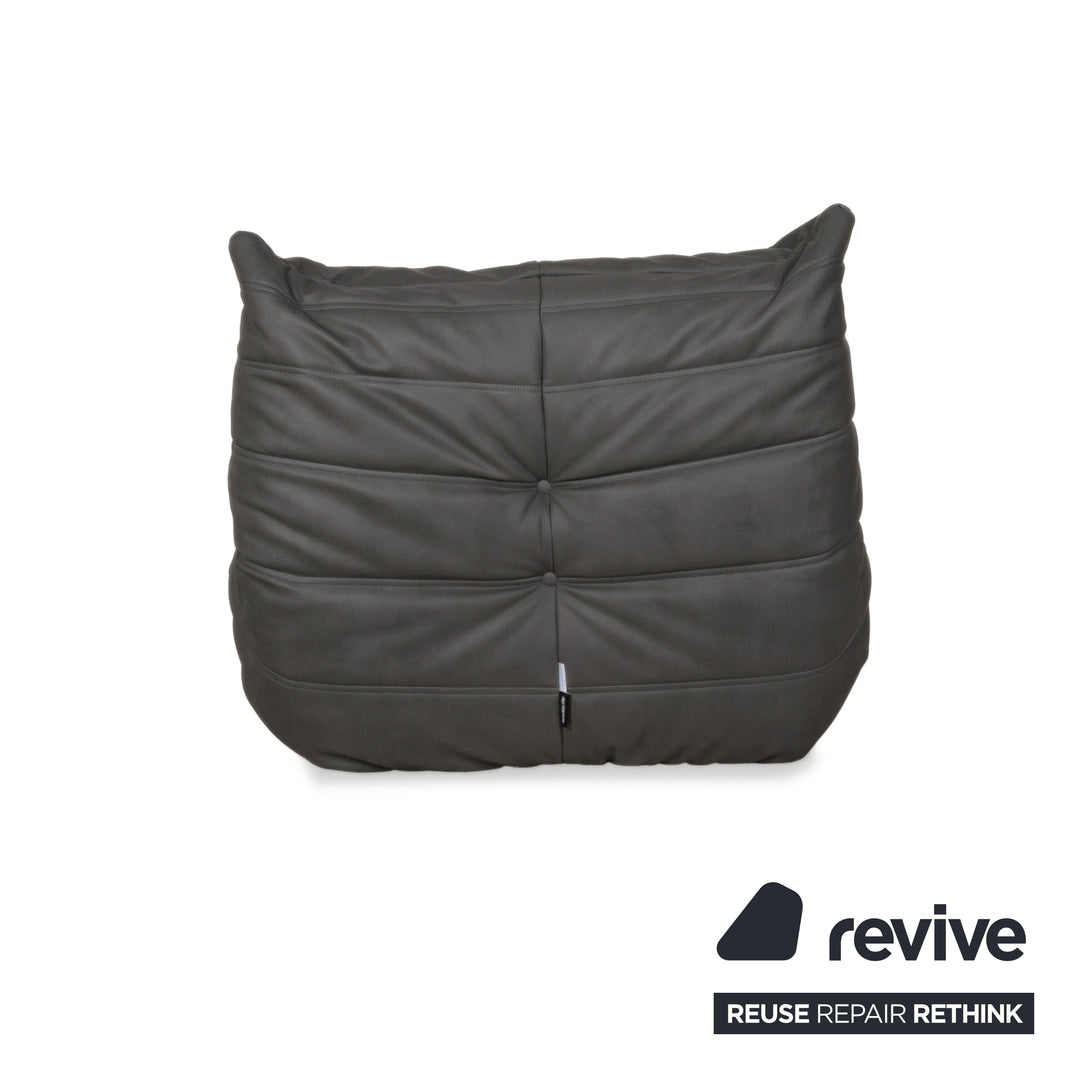 Ligne Roset Togo Armchair Vegan Leather Black Anthracite Reupholstered