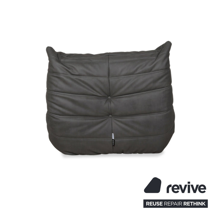 Ligne Roset Togo Armchair Vegan Leather Black Anthracite Reupholstered