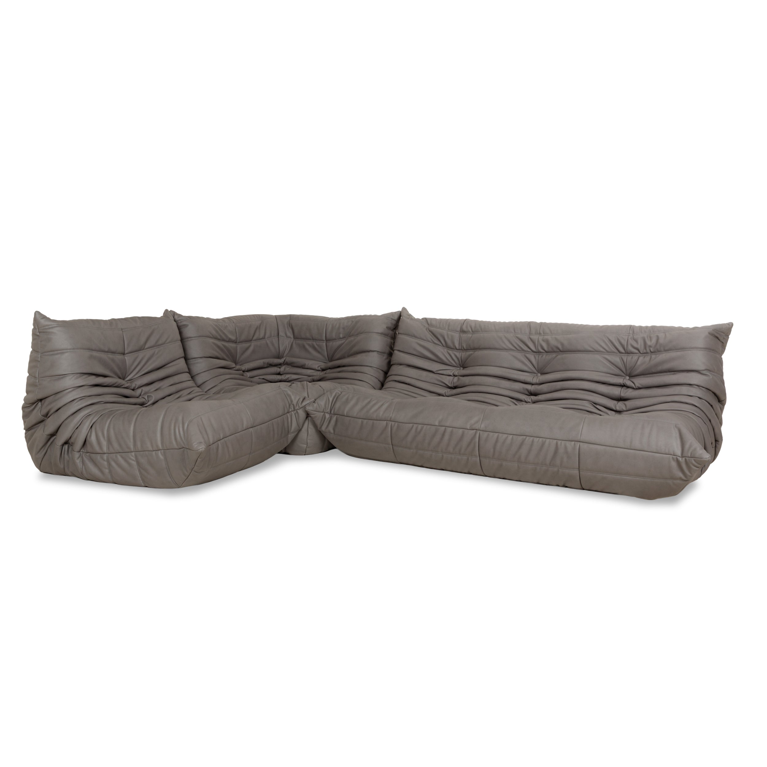 Ligne Roset Togo ensemble de canapé d'angle textile cuir vegan fauteuil trois places gris nouvelle housse