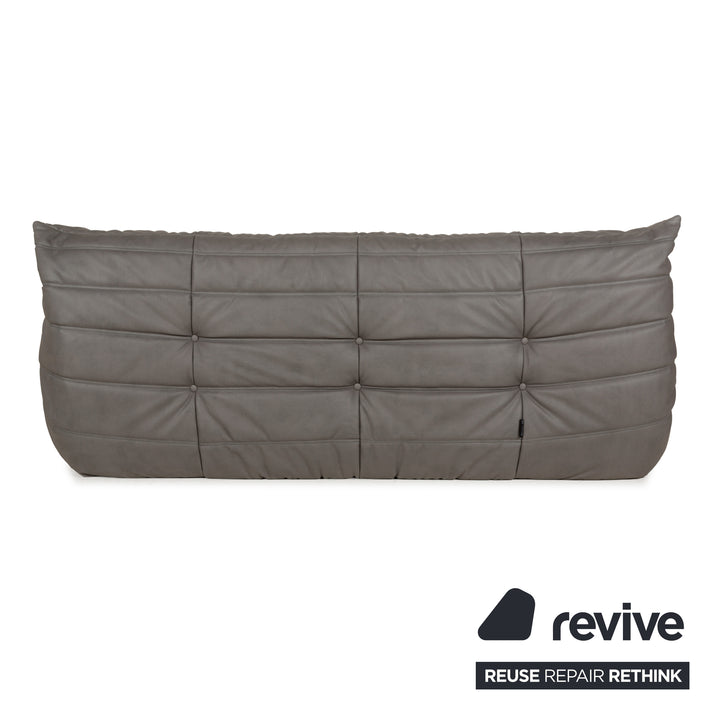 Ligne Roset Togo Ensemble de canapés textile cuir vegan fauteuil trois places gris neuf