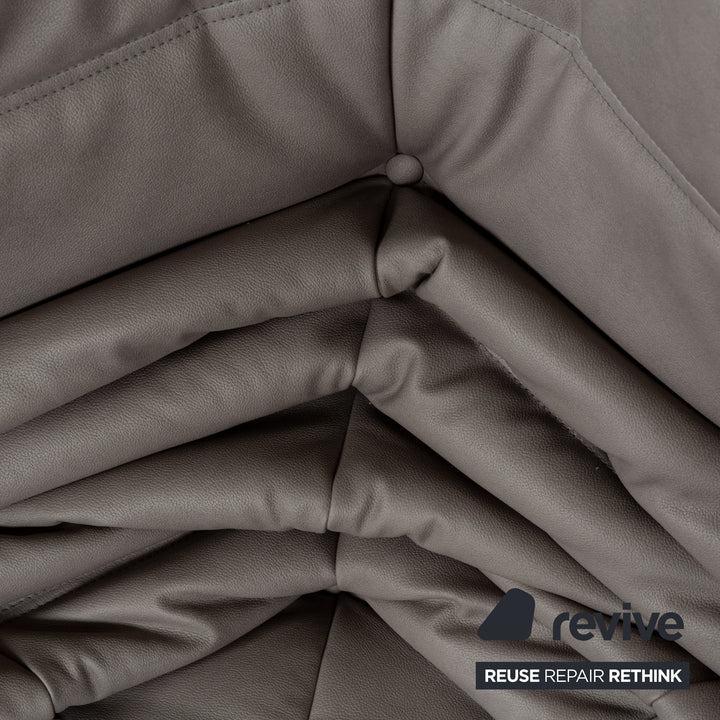 Ligne Roset Togo ensemble de canapé d'angle textile cuir vegan fauteuil trois places gris nouvelle housse