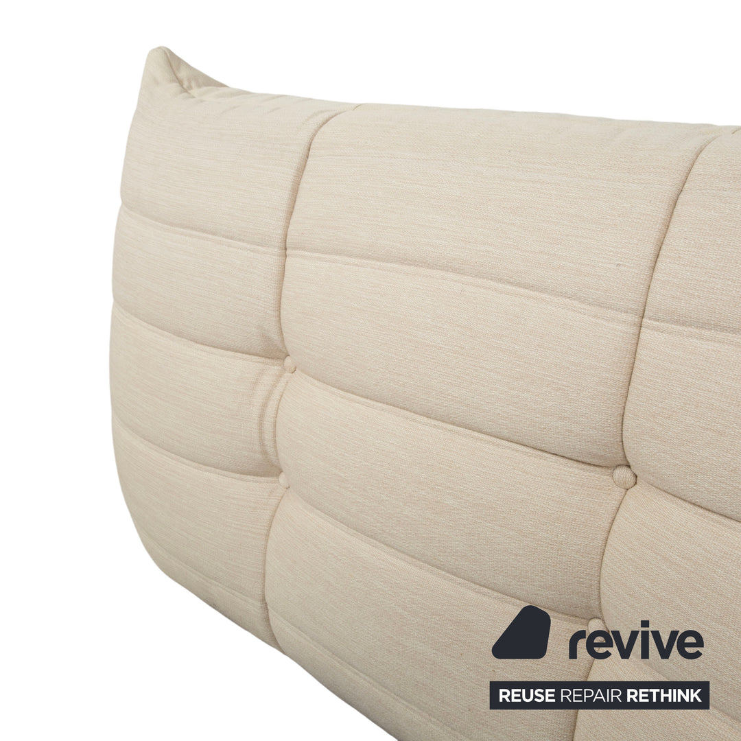 Ligne Roset Togo Fabric Three-Seater Cream Beige Sand Sofa Couch