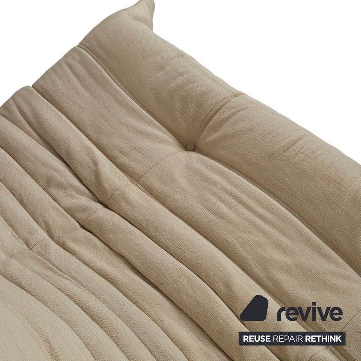 Ligne Roset Togo Fabric Three-Seater Cream Beige Sand Sofa Couch