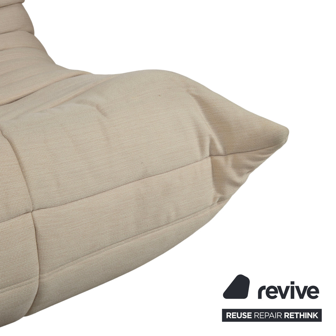 Ligne Roset Togo Fabric Three-Seater Cream Beige Sand Sofa Couch