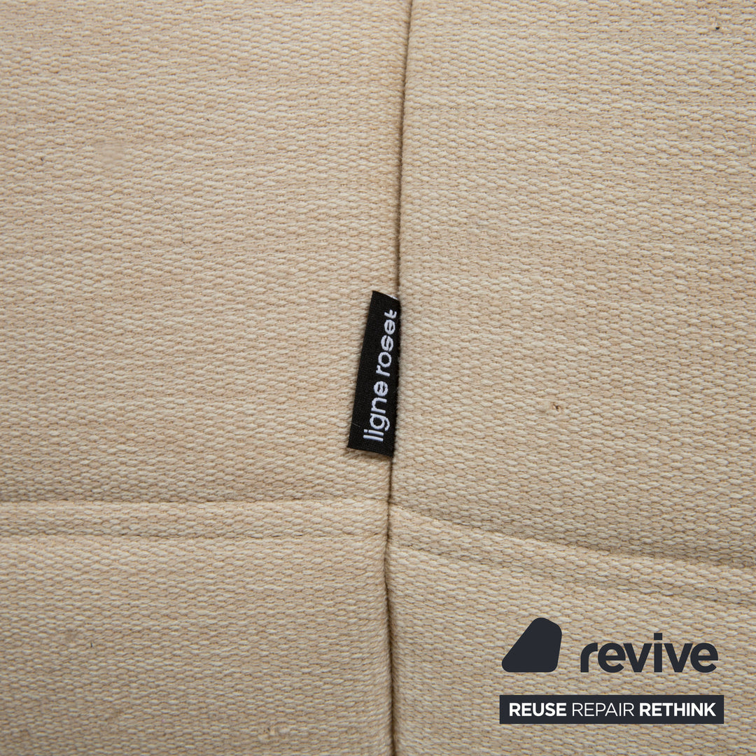 Ligne Roset Togo Fabric Three-Seater Cream Beige Sand Sofa Couch