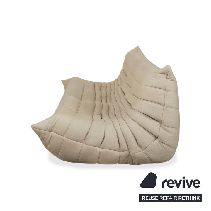 Ligne Roset Togo Fabric Three-Seater Cream Beige Sand Sofa Couch