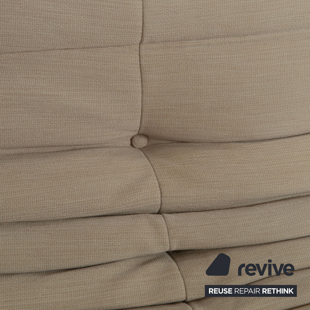 Ligne Roset Togo Fabric Three-Seater Cream Beige Sand Sofa Couch