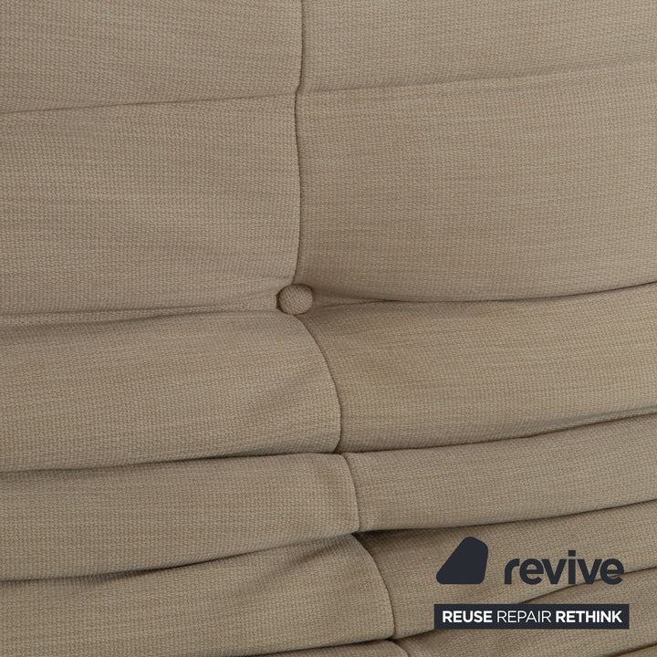 Ligne Roset Togo Fabric Three-Seater Cream Beige Sand Sofa Couch