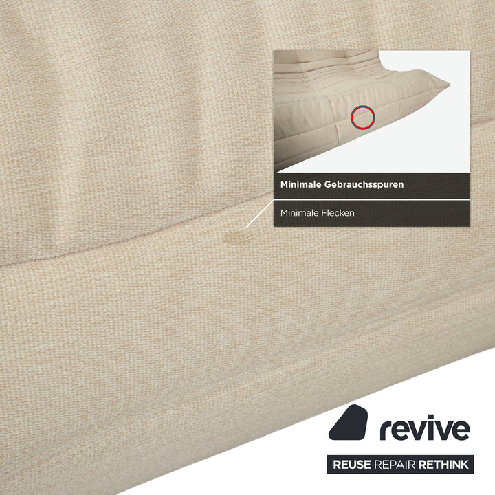 Ligne Roset Togo Fabric Three-Seater Cream Beige Sand Sofa Couch