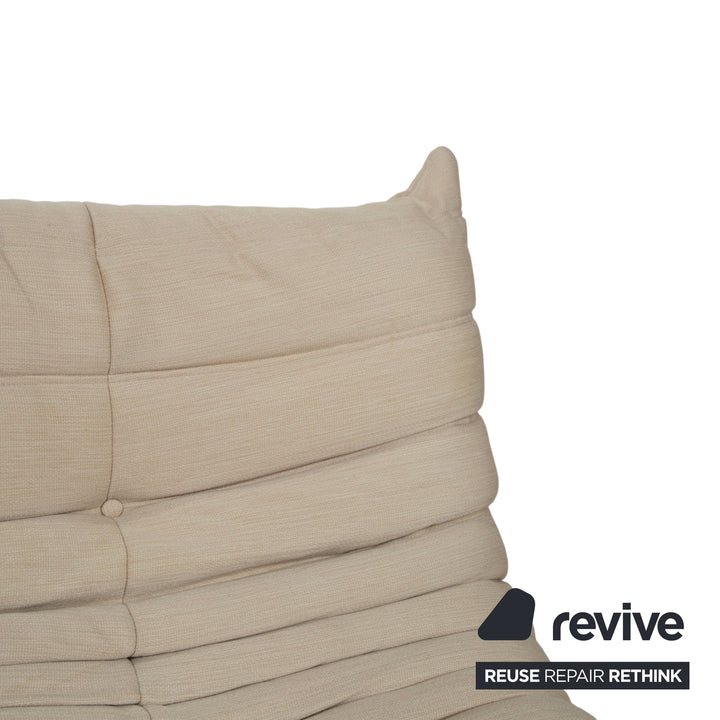Ligne Roset Togo Fabric Three-Seater Cream Beige Sand Sofa Couch