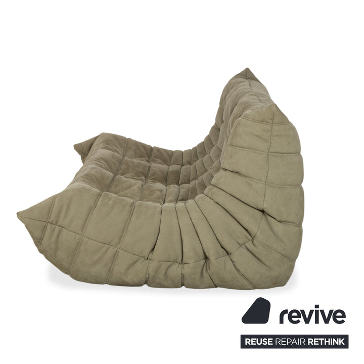Ligne Roset Togo fabric three-seater sofa in olive green