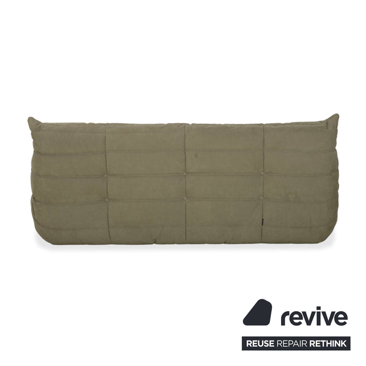 Ligne Roset Togo fabric three-seater sofa in olive green
