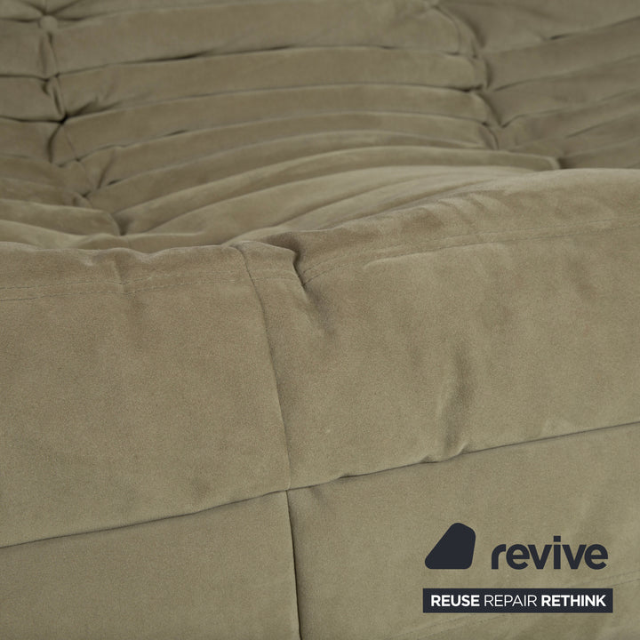 Ligne Roset Togo fabric three-seater sofa in olive green