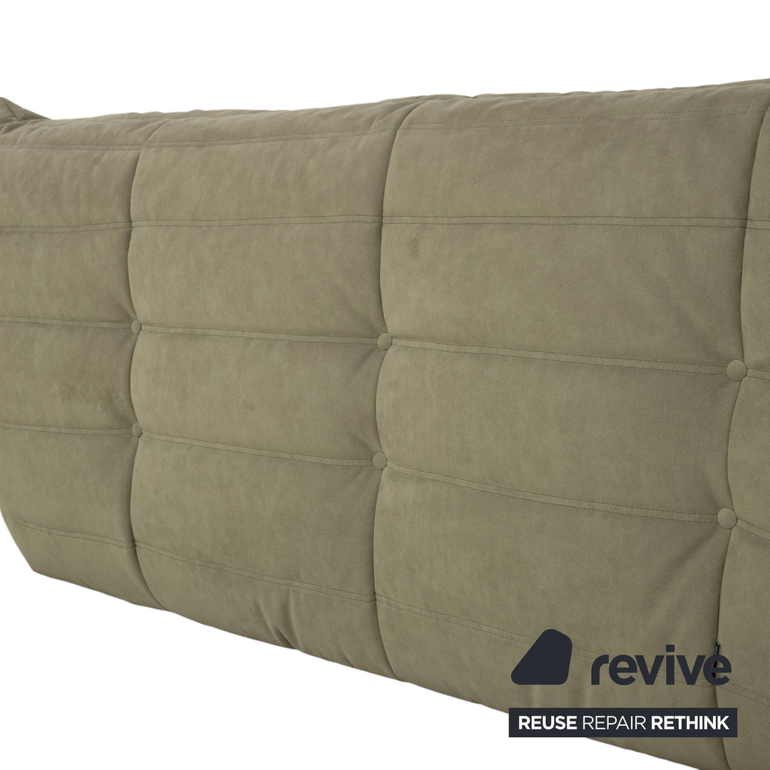 Ligne Roset Togo fabric three-seater sofa in olive green