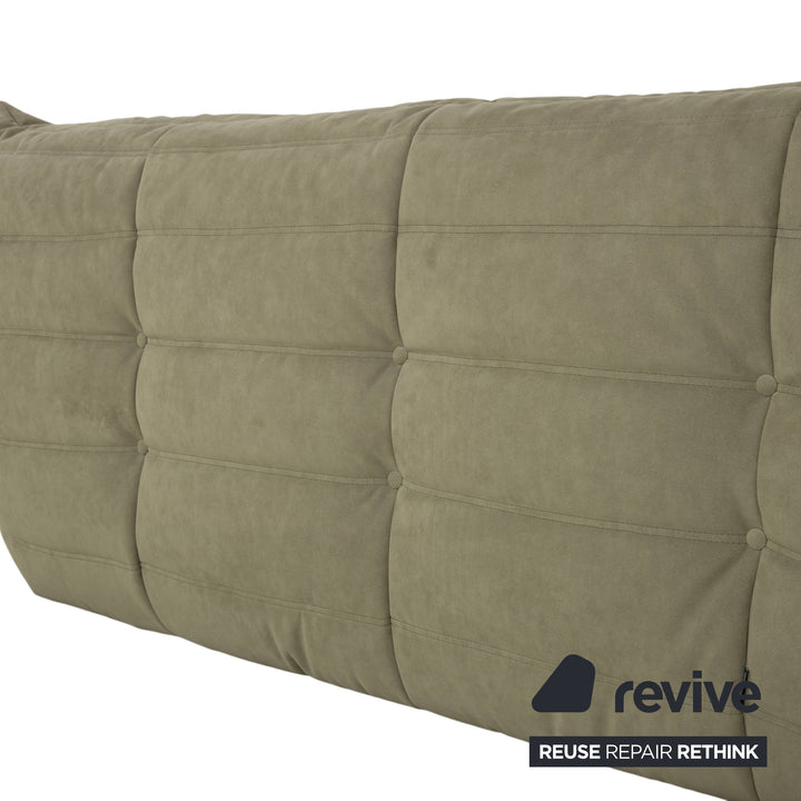 Ligne Roset Togo fabric three-seater sofa in olive green