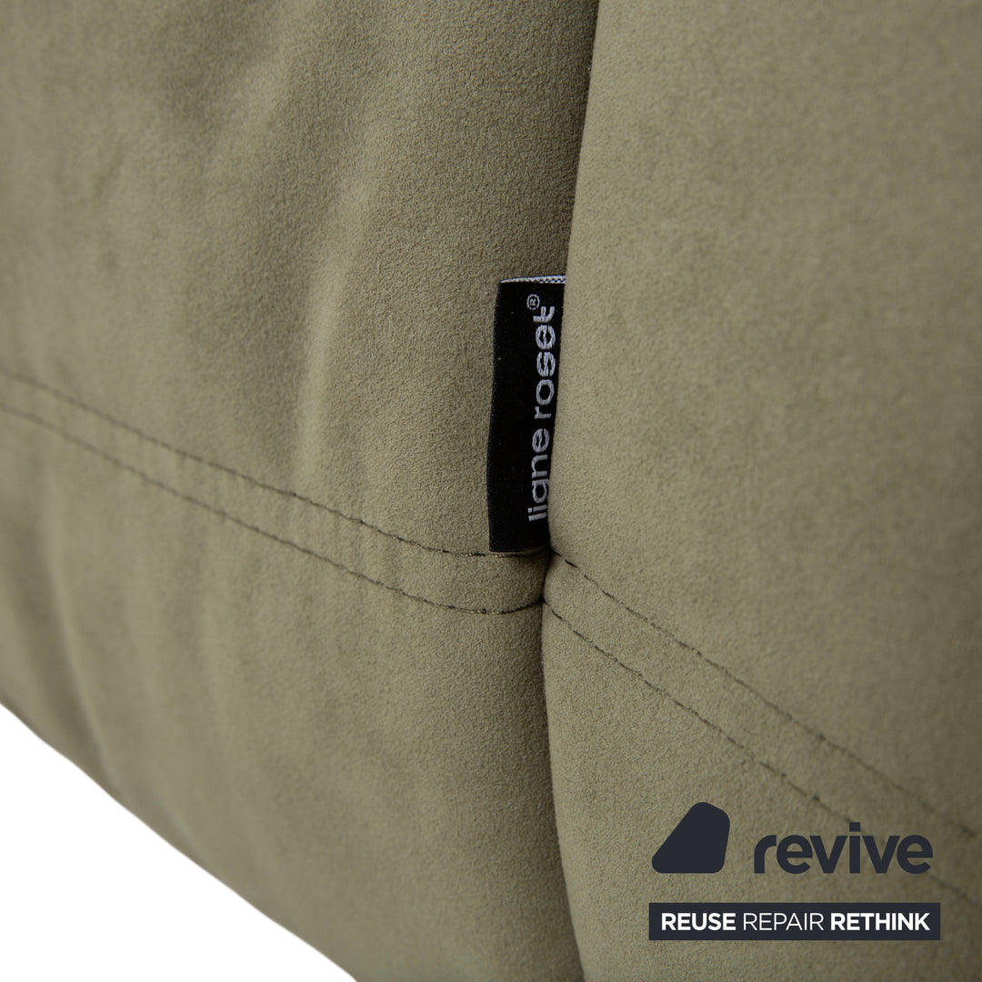 Ligne Roset Togo fabric three-seater sofa in olive green
