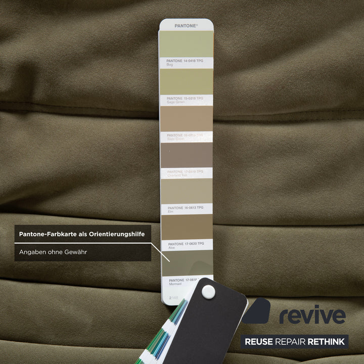 Ligne Roset Togo fabric three-seater sofa in olive green