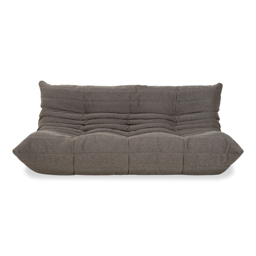 Ligne Roset Togo Three-Seater Sofa Grey Fabric Reupholstered