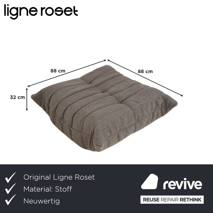 Ligne Roset Togo Fabric Stool Recovering Grey Brown