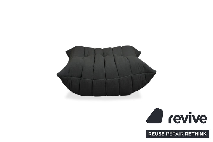 Ligne Roset Togo Pouf Tissu Noir Rénové