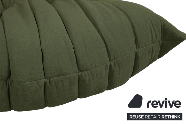 Ligne Roset Togo Stoff Hocker Grün Khaki Neubezug
