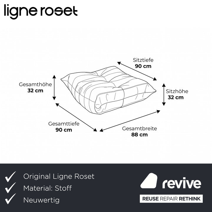 Ligne Roset Togo Stoff Hocker Neubezug Taubenblau