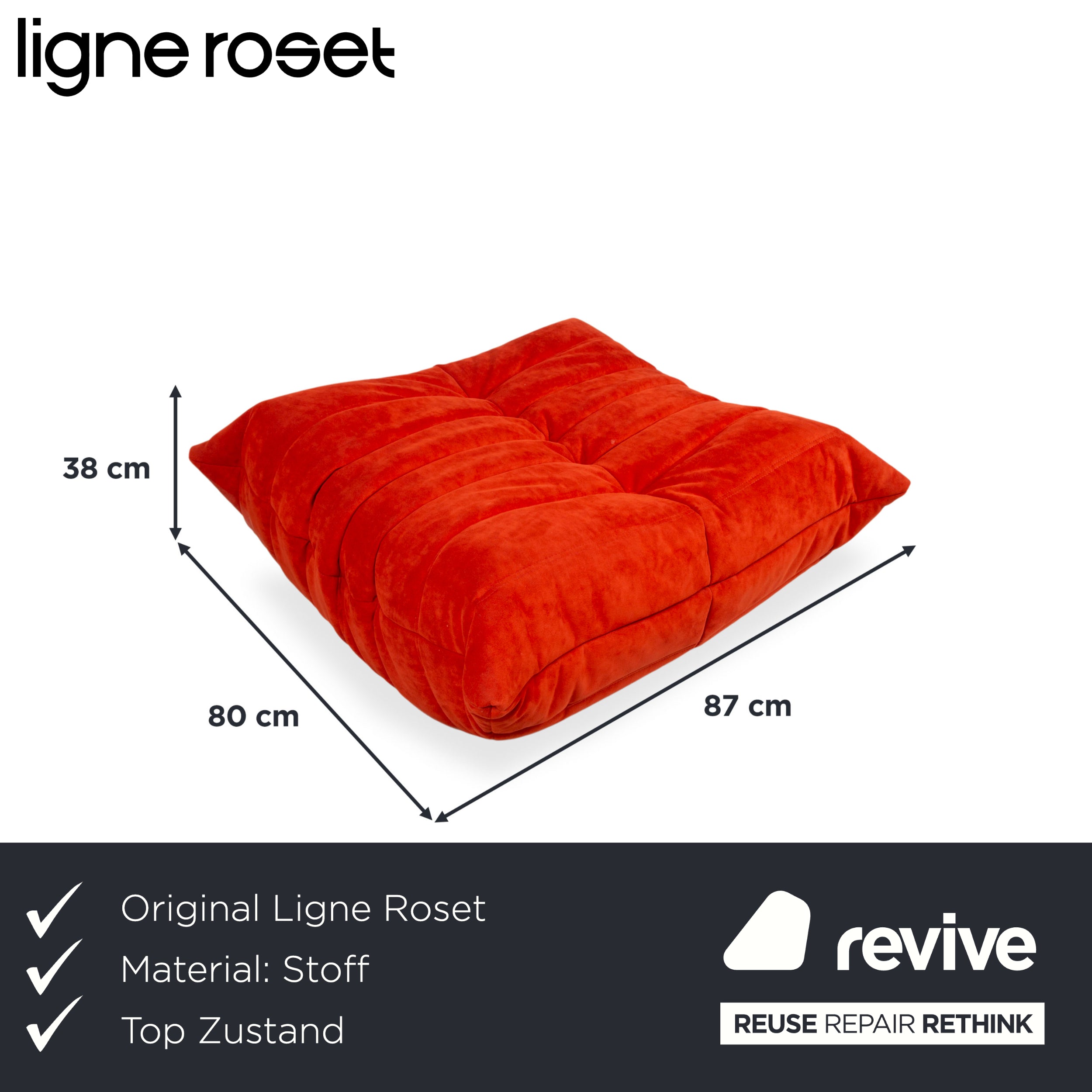 Ligne Roset Togo Stoff Alcantara Hocker Rot