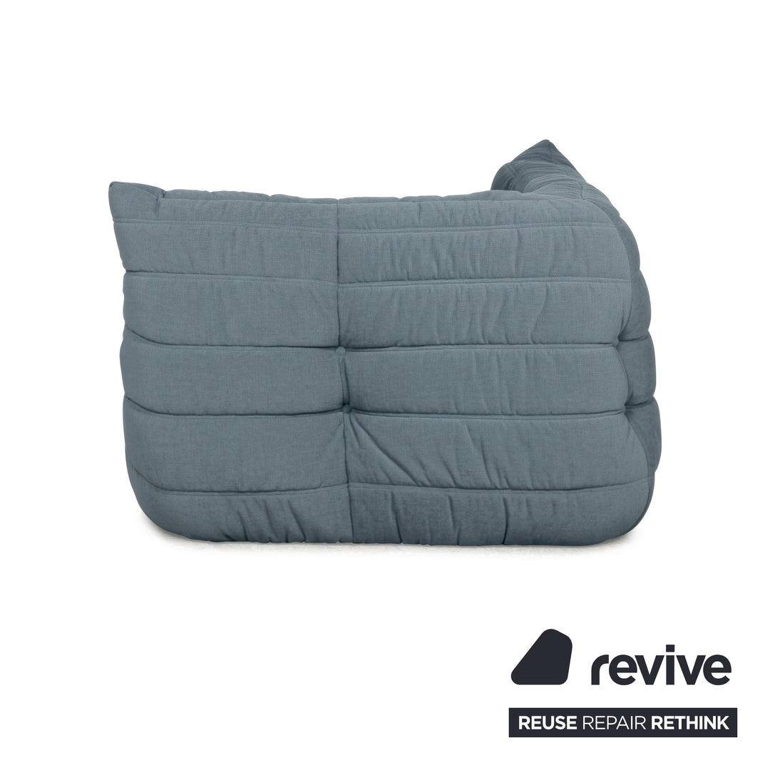 Ligne Roset Togo Stoff Sessel Ecke Eisblau Blau Neubezug MALOU 102