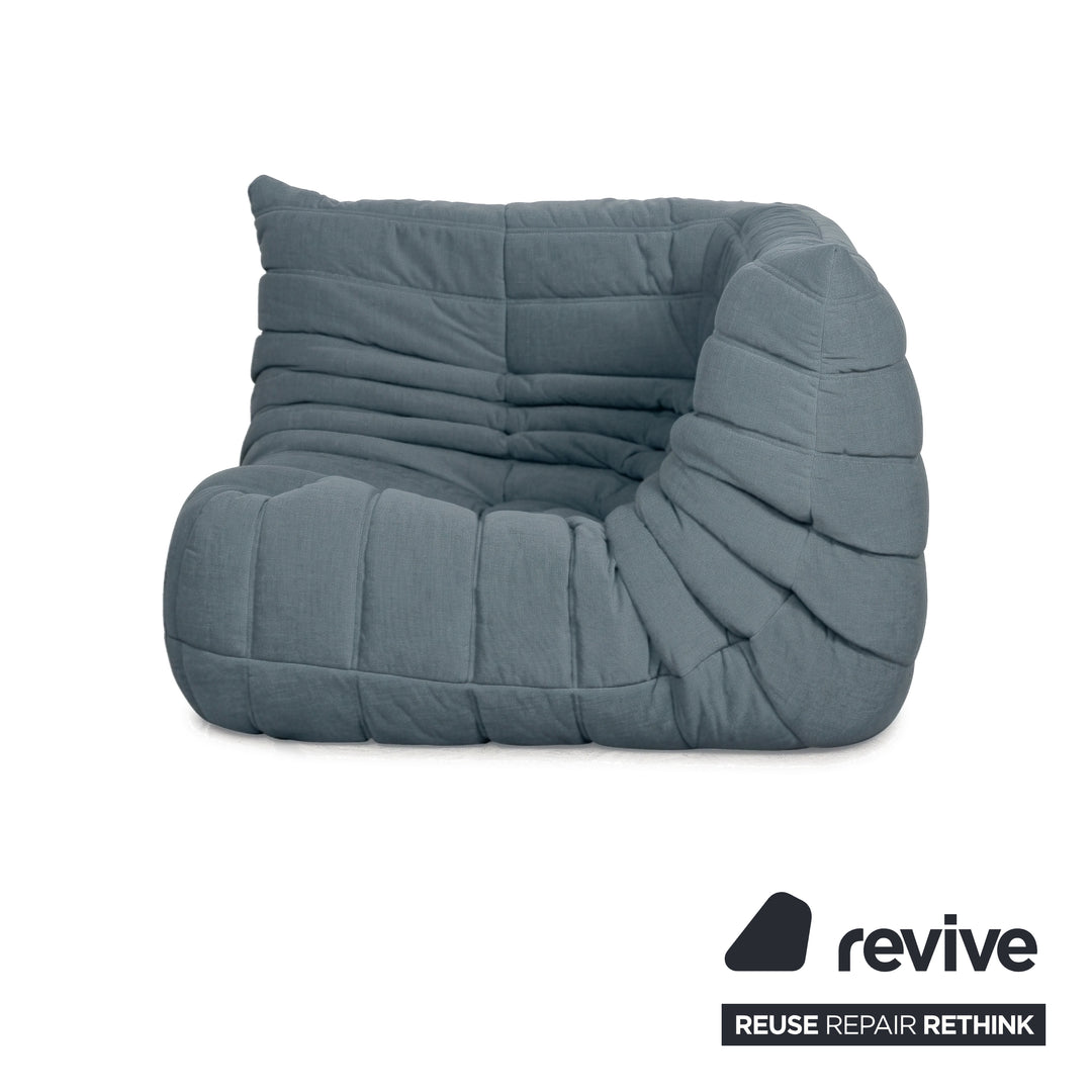 Ligne Roset Togo Stoff Sessel Ecke Eisblau Blau Neubezug MALOU 102