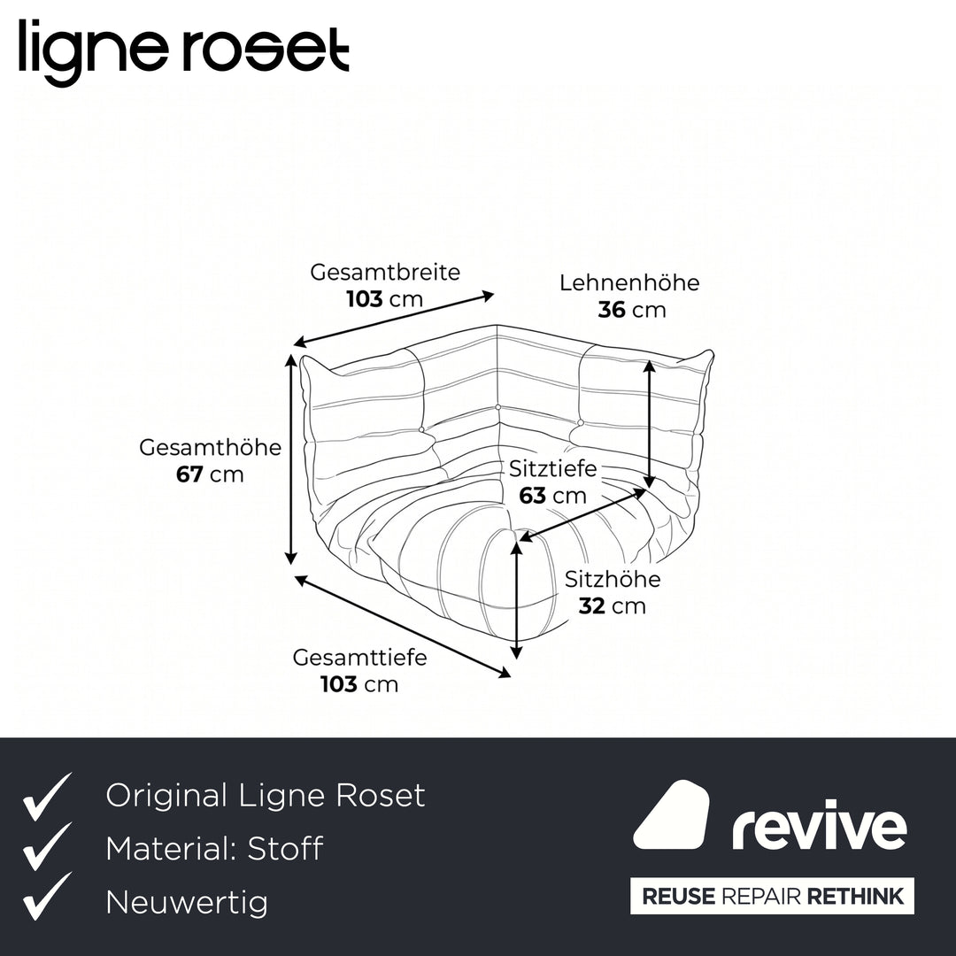 Ligne Roset Togo Stoff Sessel Ecke Grau Neubezug MALOU 176