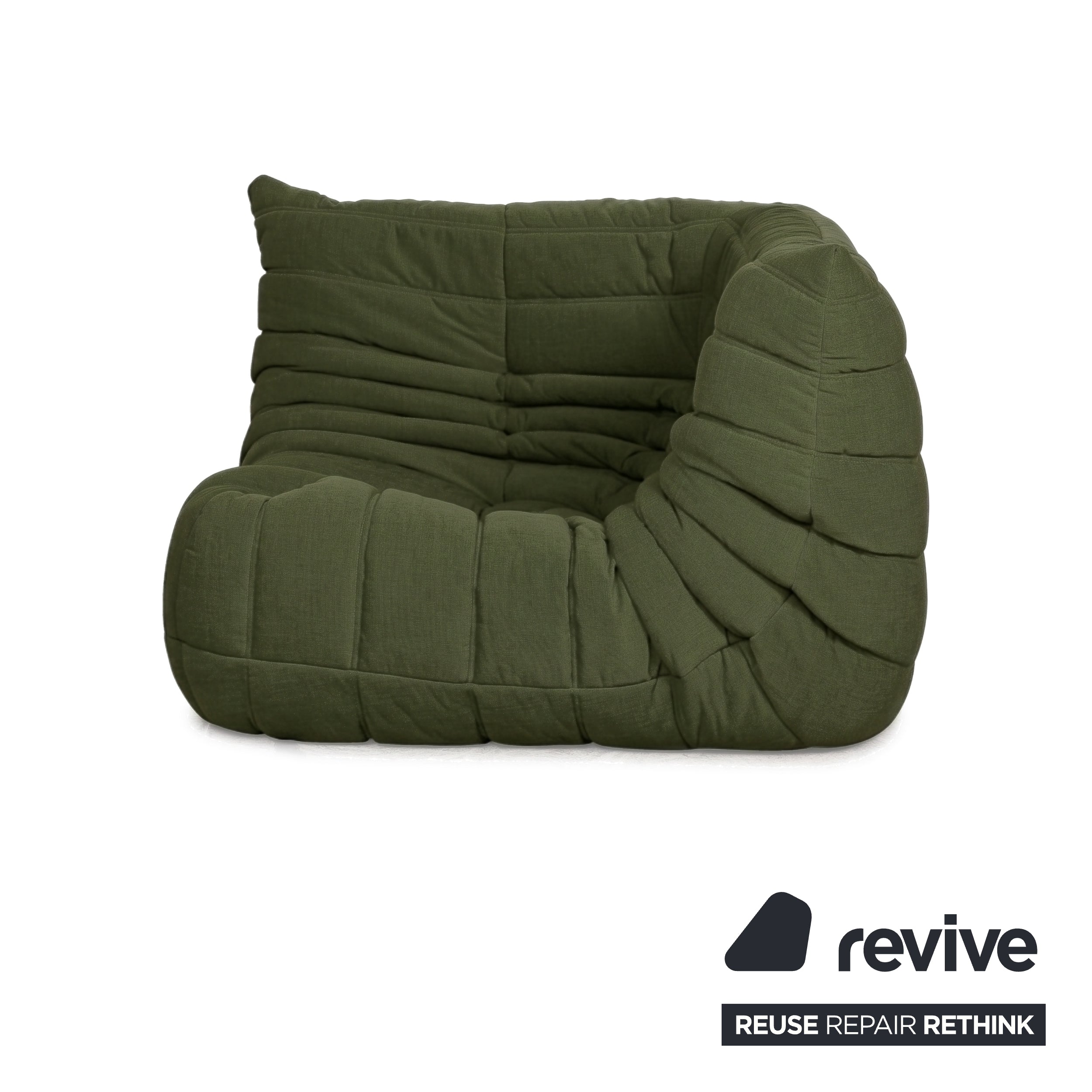 Ligne Roset Togo Corner Piece Fabric Green Khaki New Upholstery