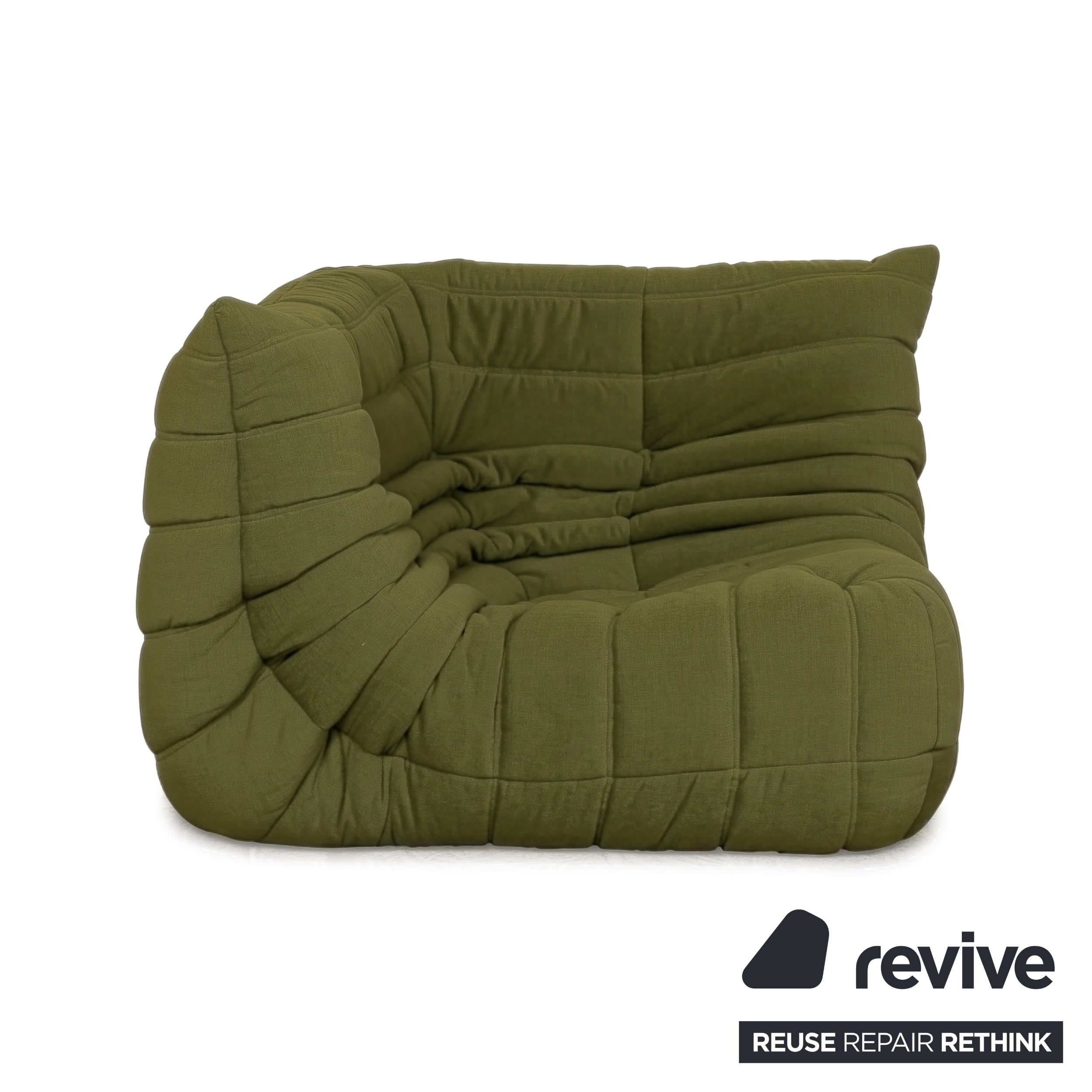 Ligne Roset Togo Corner Piece Fabric Green Olive Reupholstered